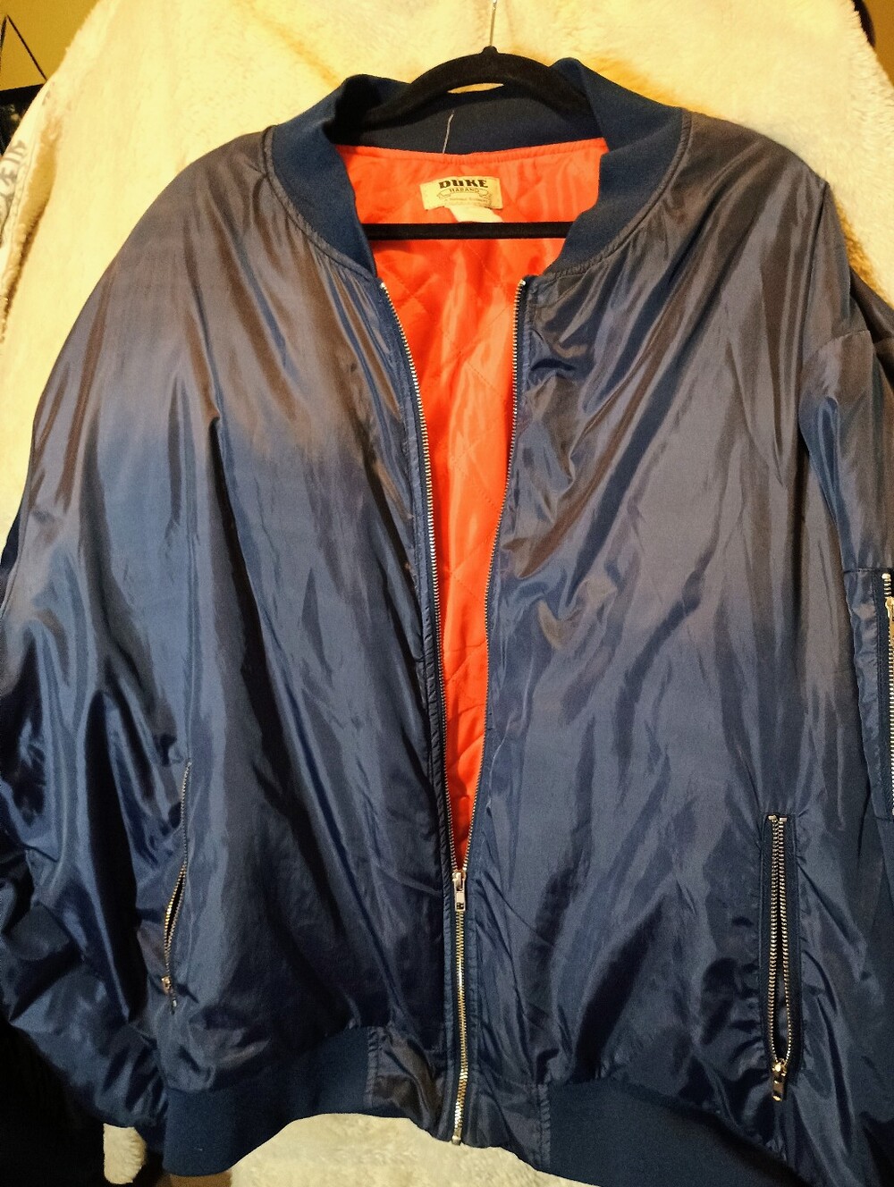 Vintage Duke Haband Navy Blue MA-1 Flight Bomber Jacket